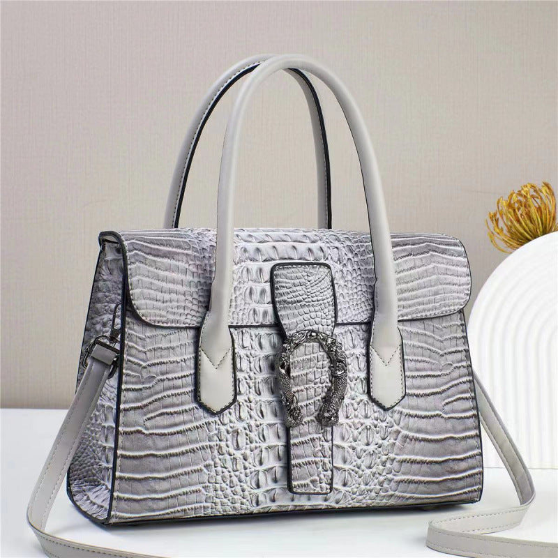 Fashion Alligator Print Large Capacity Versatile Party Shopping Women's Handbag