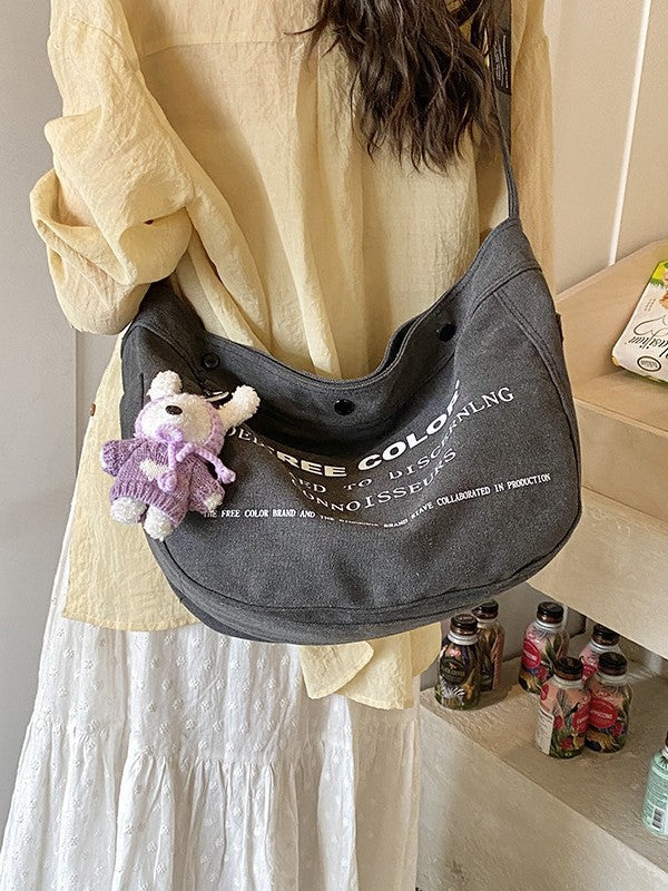 Women's Canvas Large Capacity Totes Printed Lettered Women's Messenger Bag