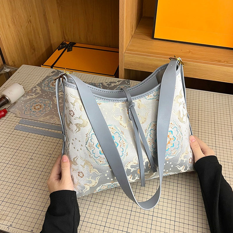 Material Homemade Chinese Style Large Capacity Women's Shoulder Bag