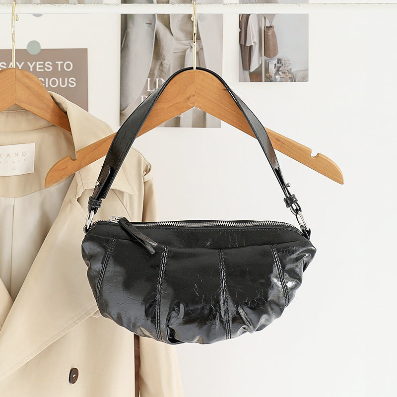 Women's Korean Style Pleated Dumpling Retro Textured Soft Leather Underarm Niche Bags