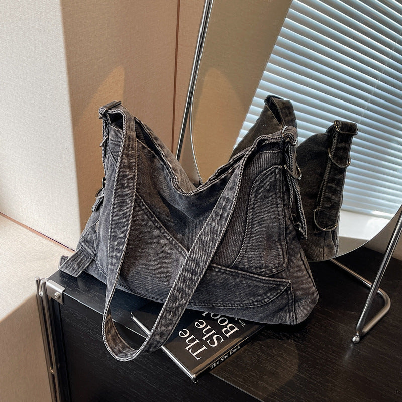 Women's Retro Denim Large Capacity Commuter Women's Messenger Bag