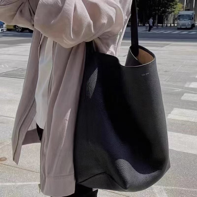 Women's Genuine Leather Litchi Pattern Cowhide Large Women's Shoulder Bag