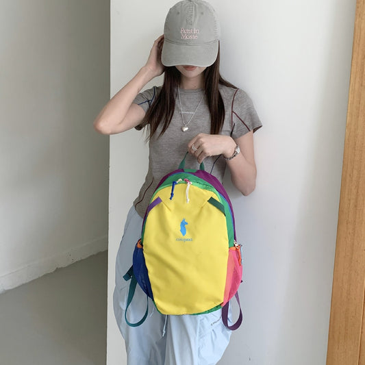Children's Dopamine Color Contrast Patchwork Large Capacity Backpacks