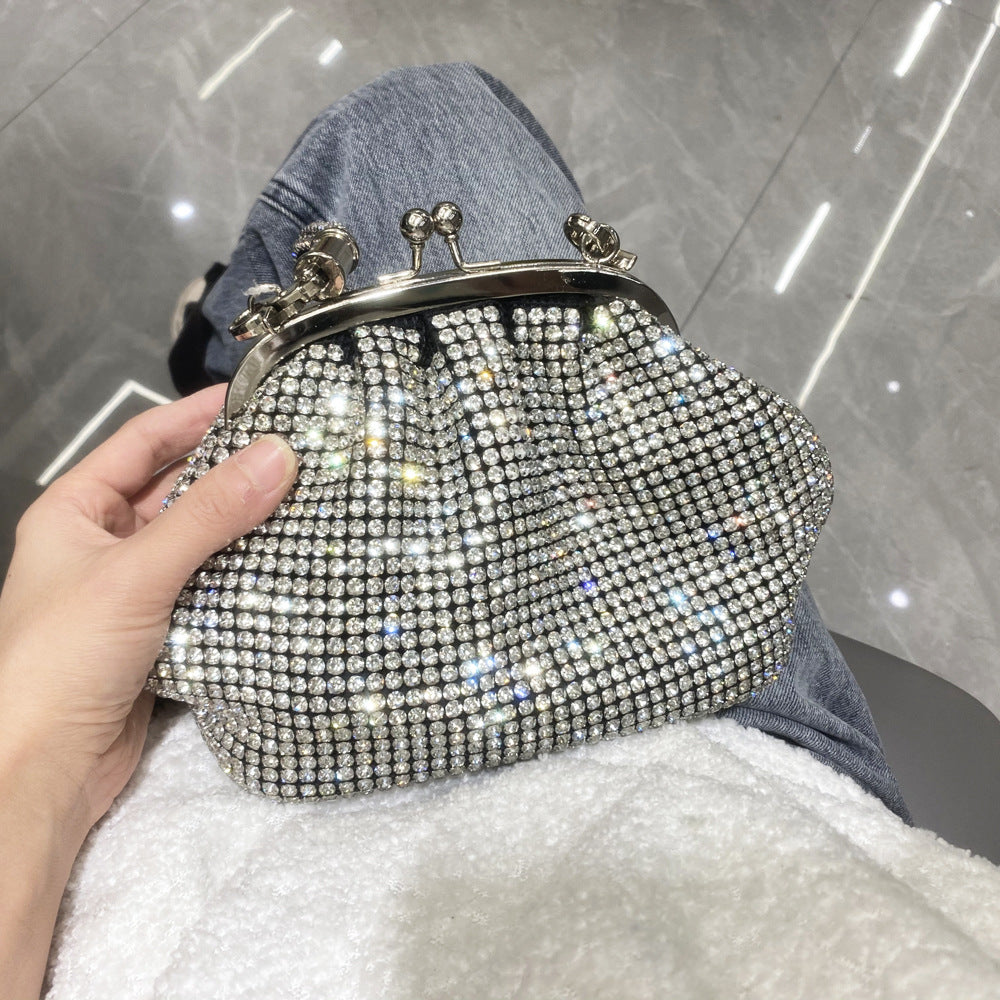 Women's Dinner Portable Clip Full Diamond Handmade Shiny Rhinestone Bags