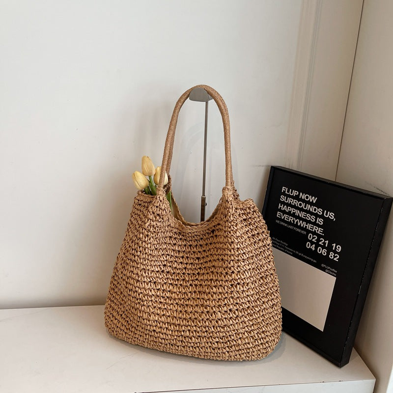 Women's Style Large Capacity Totes Straw Seaside Vacation Bags