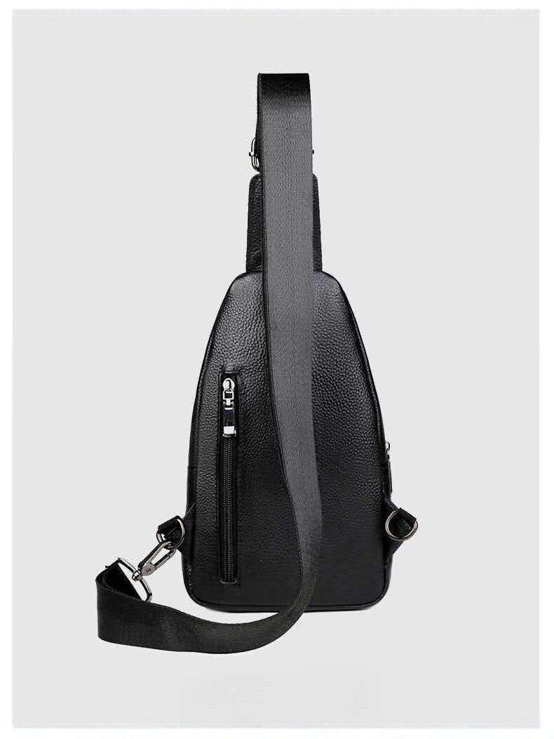 Men's First Layer Cowhide Simple Fashion Commute Leisure Men's Chest Bag
