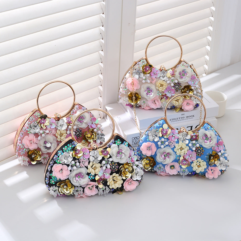 Women's Cheongsam Banquet Clothes Flower Sequin Temperamental Handbags