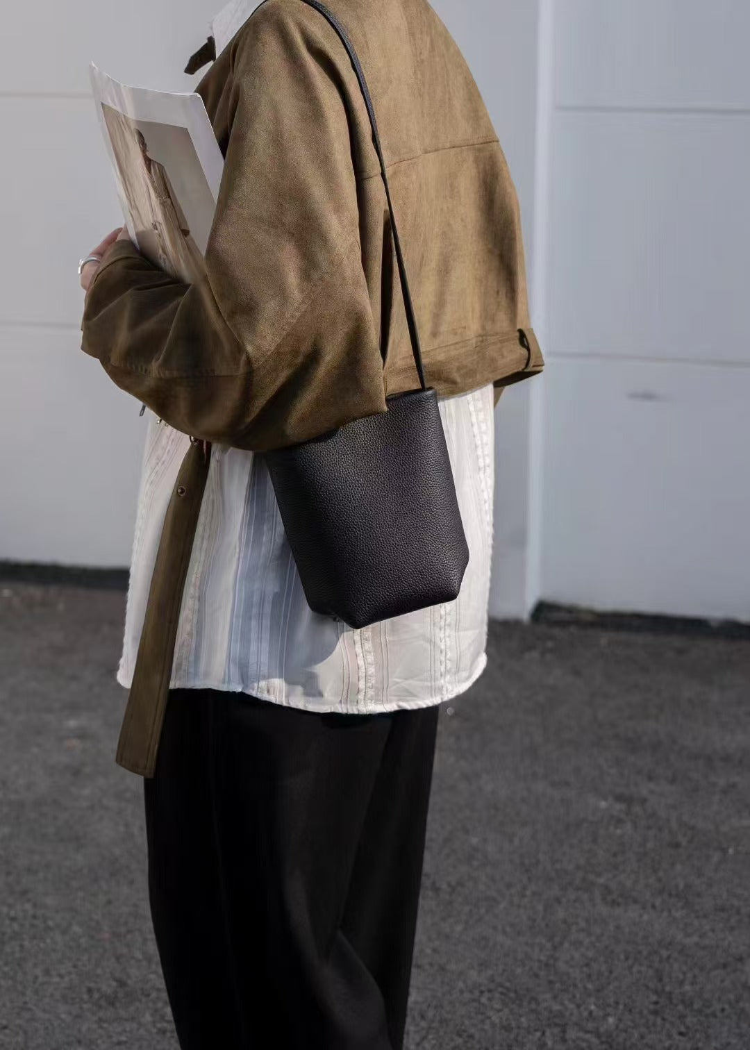 Wind Niche First Layer Cowhide Commuter Mini Minimalist Phone Bags