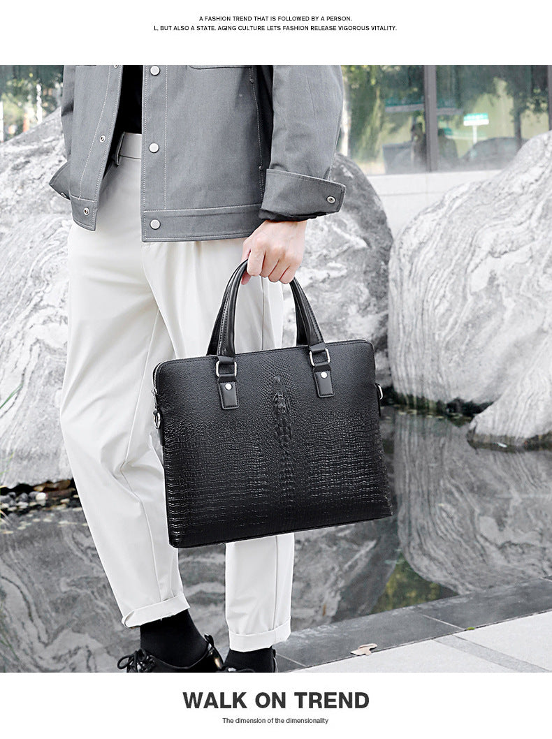 Men's Business Fashion Conference Crocodile Pattern Leather Men's Briefcases