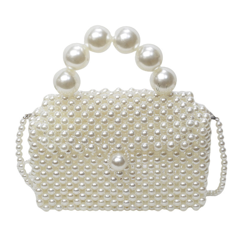 Women's Woven Hand-held Handmade Pearl Summer Versatile Women's Messenger Bag