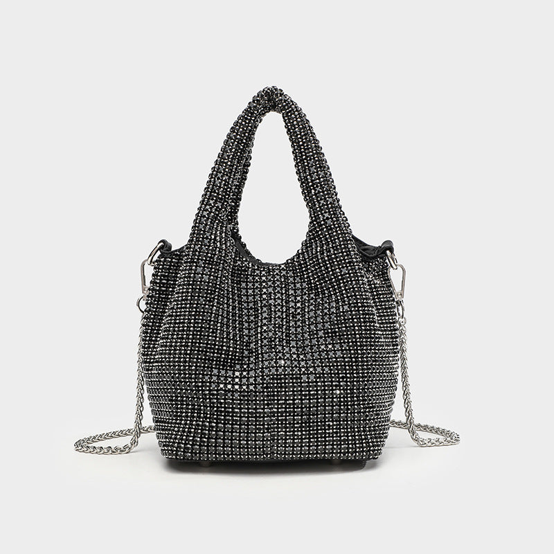 Women's Full Diamond Rhinestone Chain Shiny Portable Bucket Bags