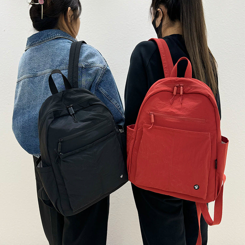 Nylon Cloth Trendy Large Capacity Contrast Leisure Backpack
