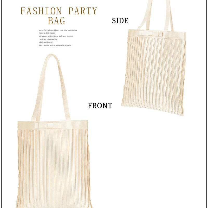 Women's Satin Surface Single Large Capacity Striped Bags