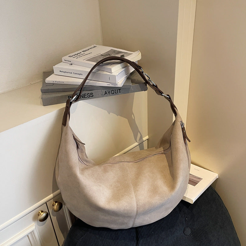 Women's Suede Saddle Fashionable Retro Large Capacity Bags