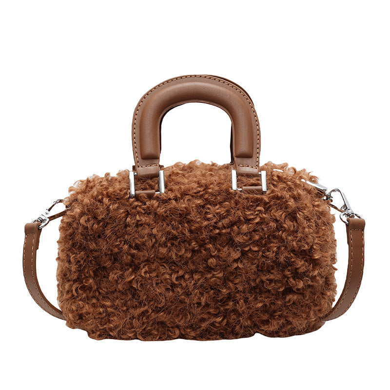 Niche Lamb Plush Female Mori Cute Hand Holding Pillow Women's Shoulder Bag