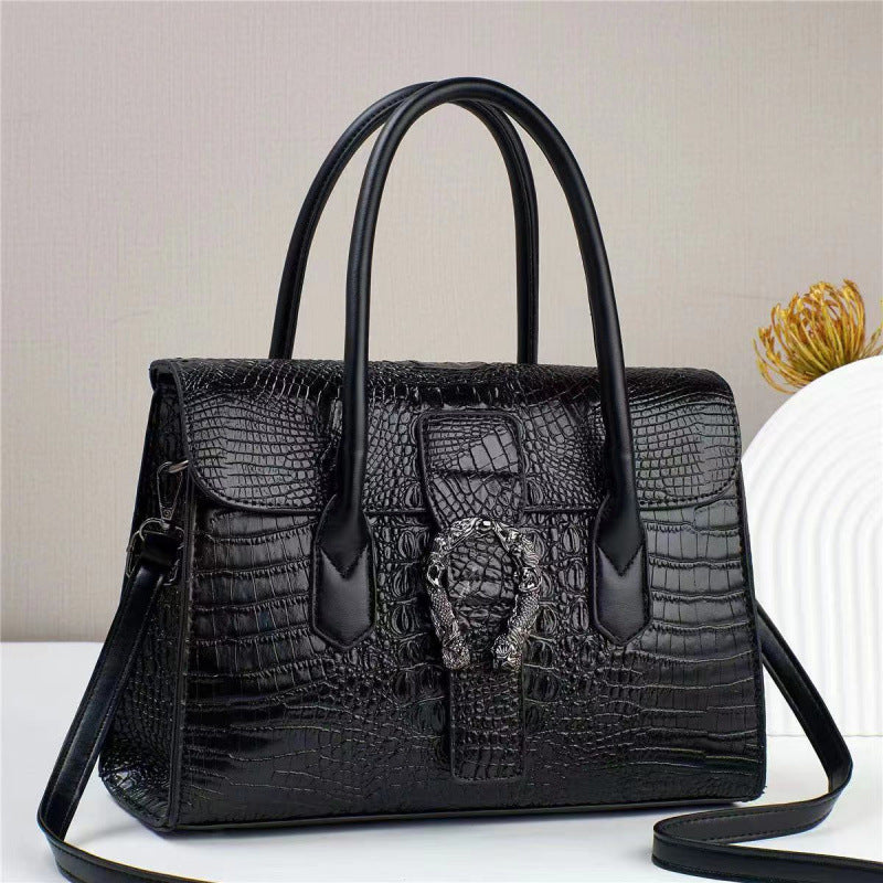 Fashion Alligator Print Large Capacity Versatile Party Shopping Women's Handbag