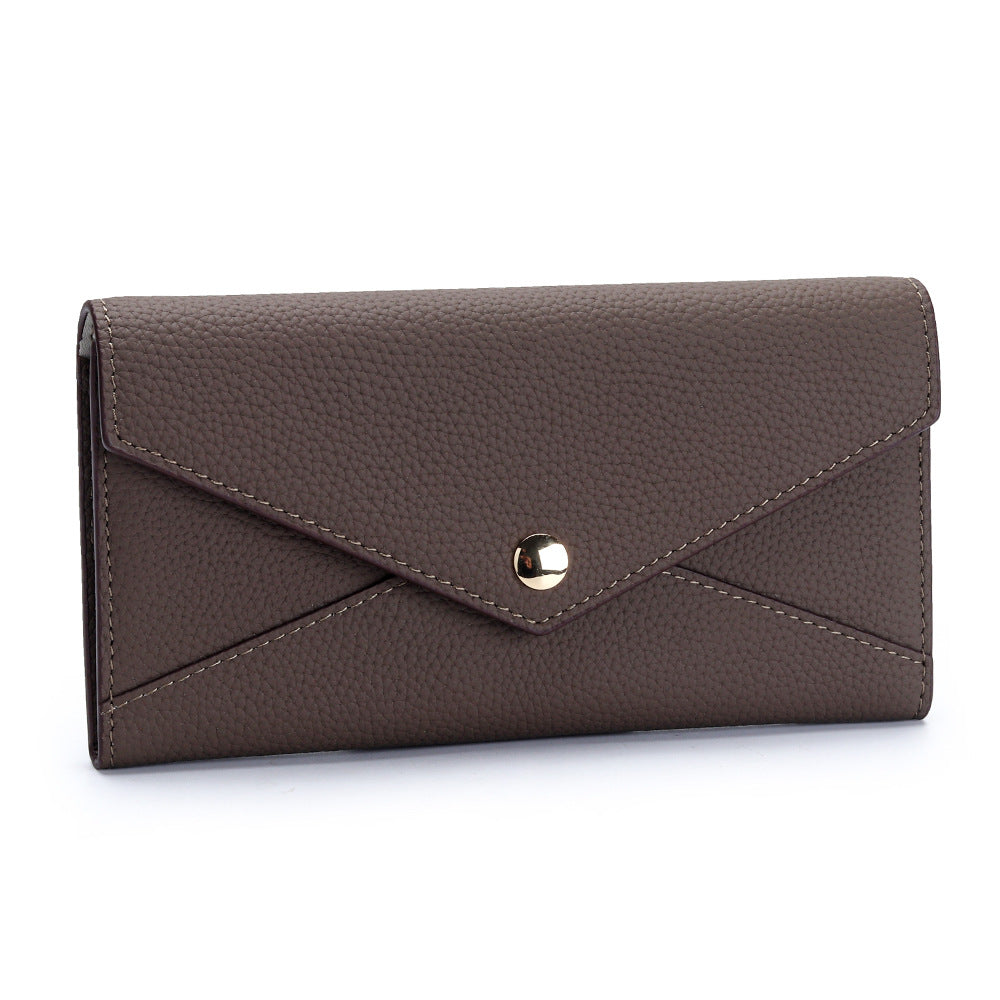 First Layer Cowhide Long Large Capacity Ladies Wallet