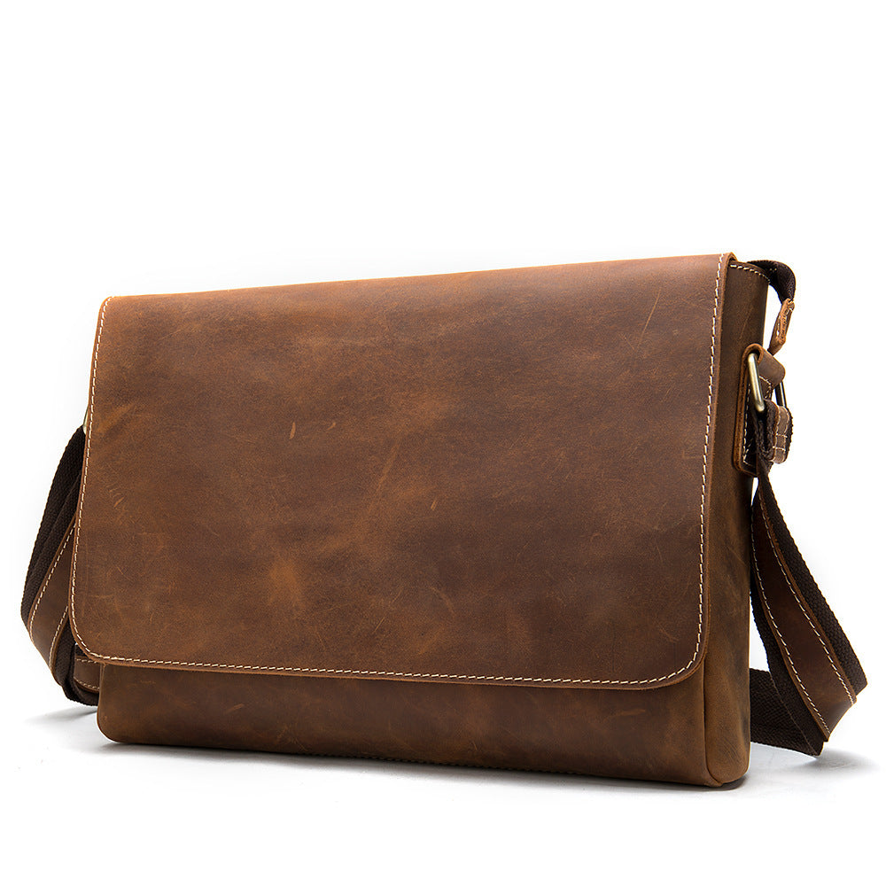 Men's Leather Fashion Crazy Horse First Layer Cowhide Men's Shoulder Bag