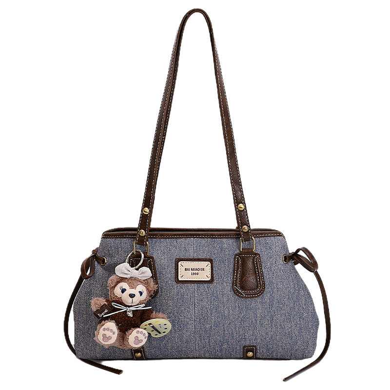 Women's Retro Denim Light Luxury Minority Senior Tote Bags