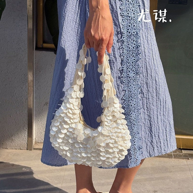 Hand-woven Shell Sequined Texture Portable Dinner Bags
