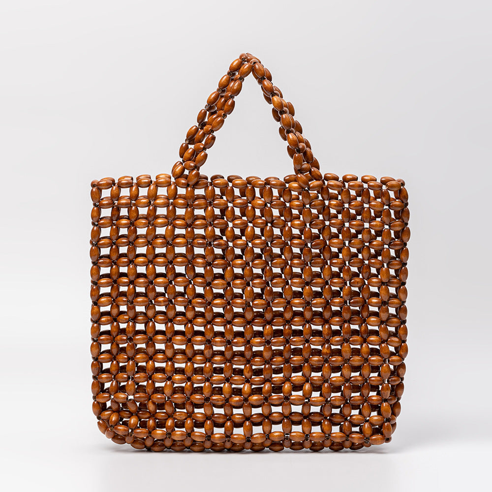 Women's Maple Hand-woven Leisure With Wooden Beads Bags