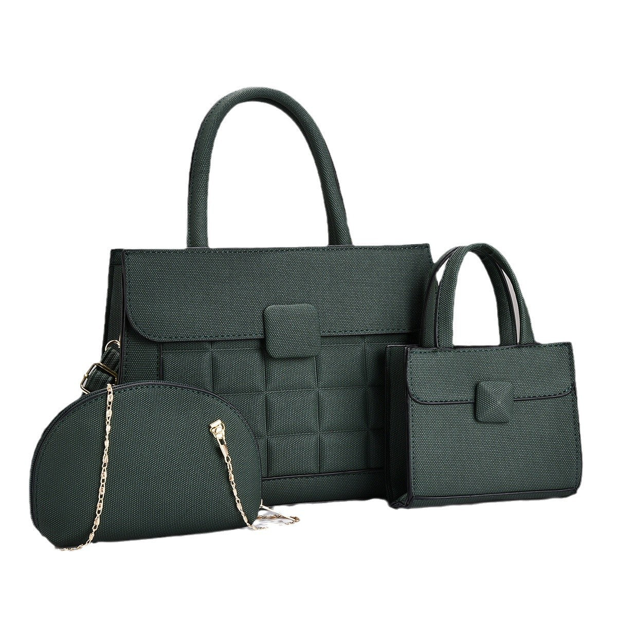 Plaid Stitching Three-piece Large Capacity Versatile Bags