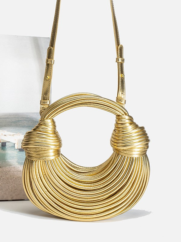Women's Noodles Woven Gold Underarm Hand Carrying Women's Messenger Bag