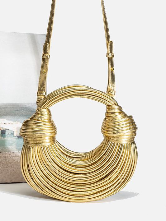 Women's Noodles Woven Gold Underarm Hand Carrying Women's Messenger Bag