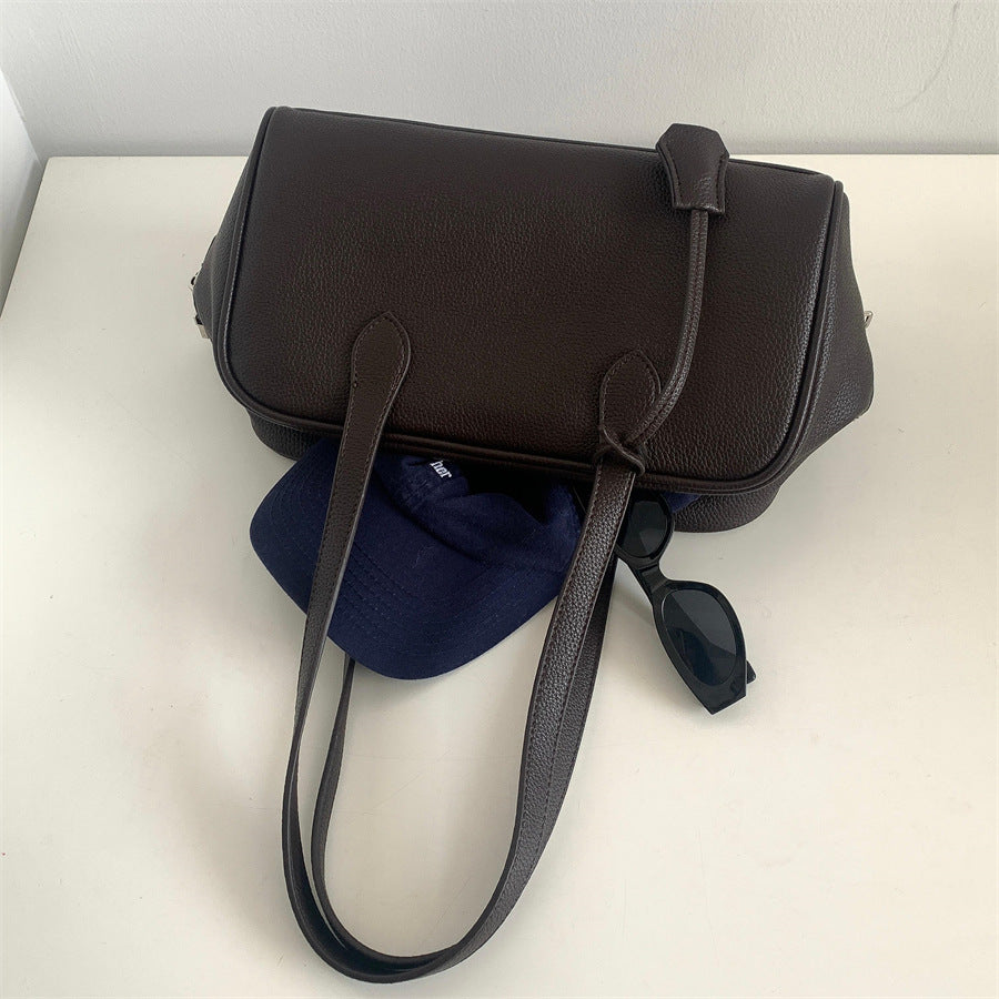 Women's Simple Boston Niche Trendy Portable Underarm High-grade Versatile Leather Women's Handbag