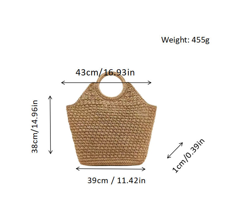 Women's Large Capacity Handmade Straw Style Woven Women's Shoulder Bag