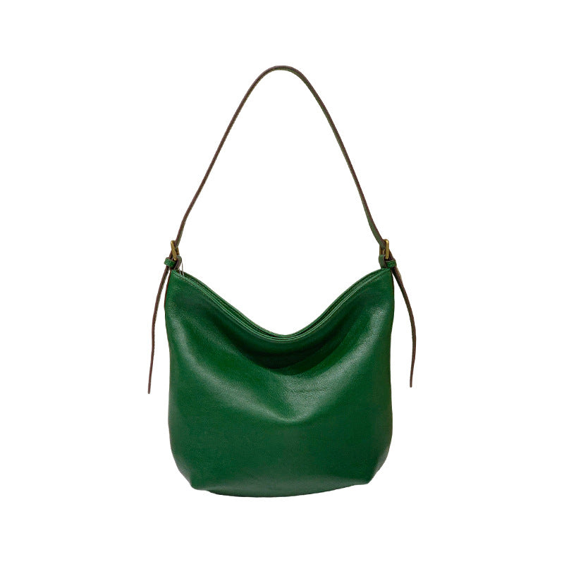 First Layer Cowhide Dumpling Genuine Leather Fashion Simple Large Women's Messenger Bag