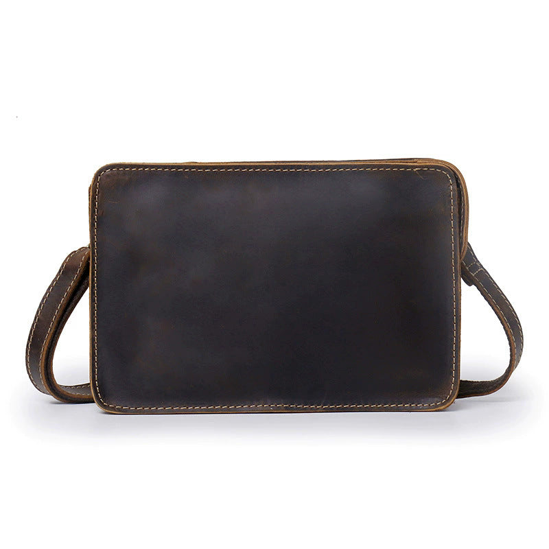 Men's Retro Crazy Horse Leather Simple Large Shoulder Bags
