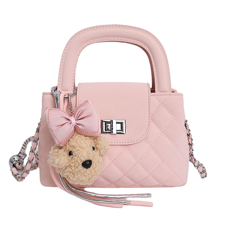 Women's Style Rhombus Chain Textured Portable Fashion Small Square Bag