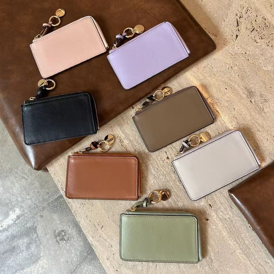 Women's Layer Cowhide Niche Leather Fashion Zipper Purses