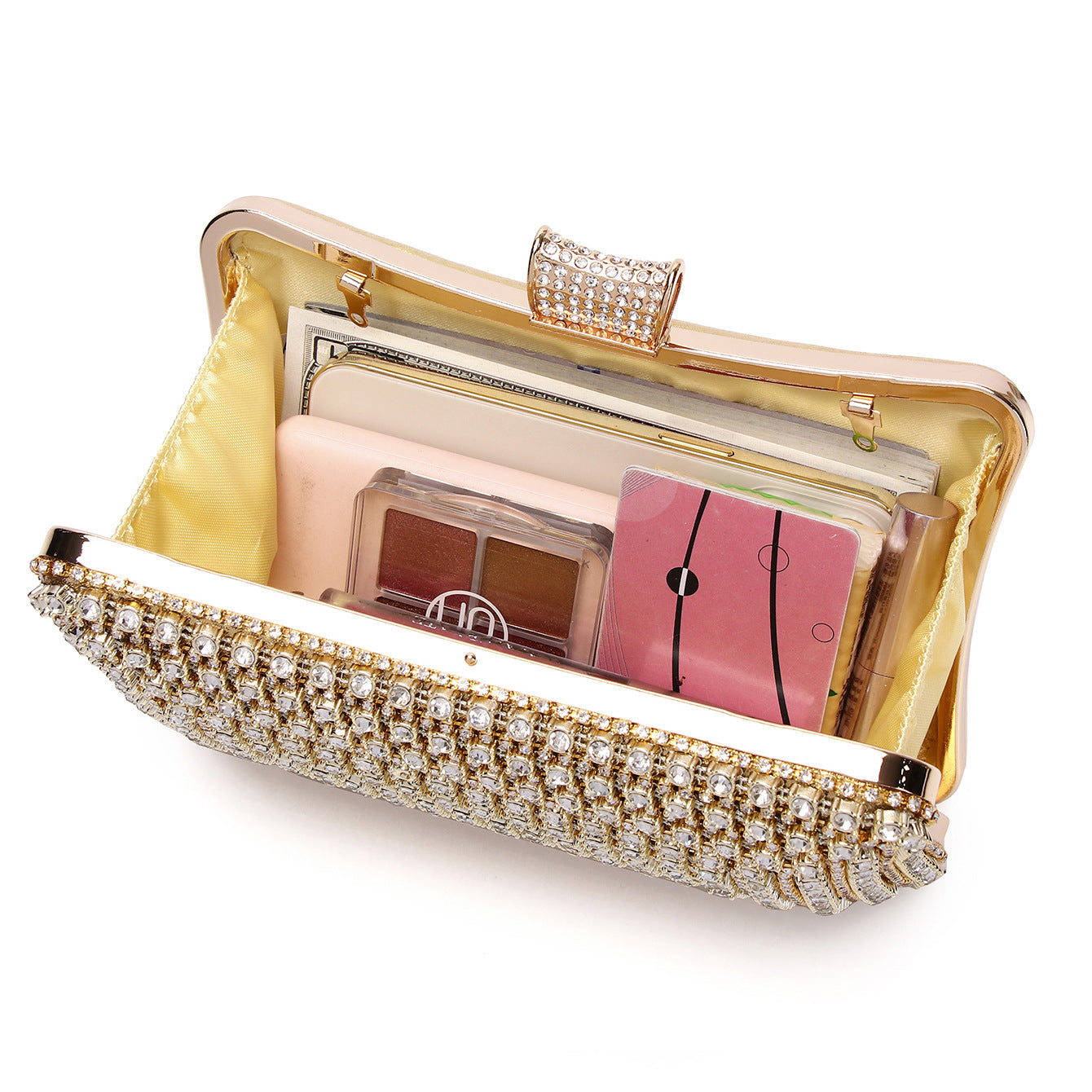Women's Light Luxury Dress With Fashionable Golden Handbags