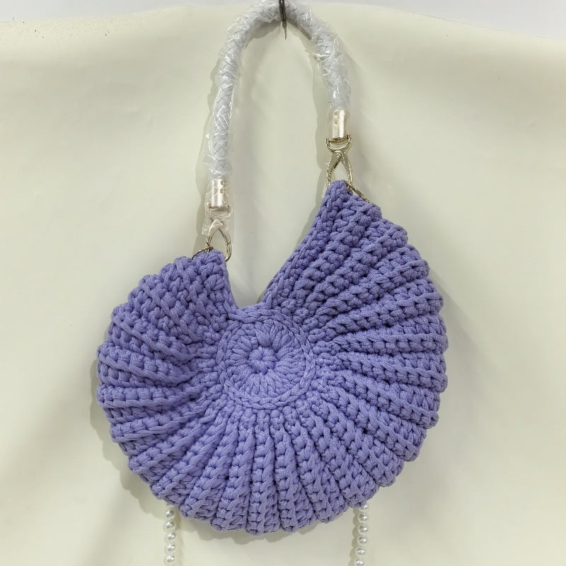 Woven Pearl Chain Candy Color Fashion Simple Conch Shell Women's Messenger Bag