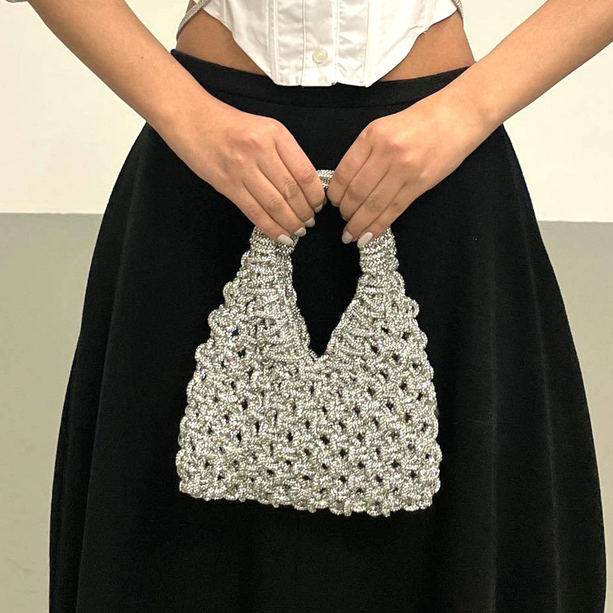 Women's Rhinestone Hollow Party Gathering Banquet Hand-woven Women's Handbag