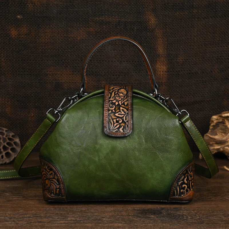 Women's Retro Simple Daily Matching Embossed Hand-rub Women's Shoulder Bag