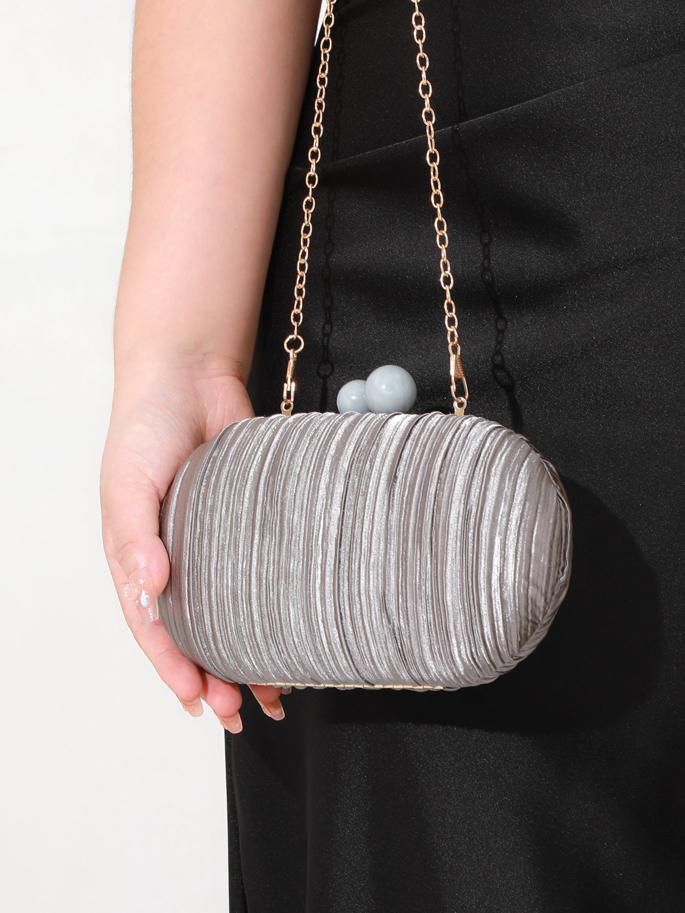 Lady Elegant Satin Pleated Cheongsam Clutch Niche Dinner Bag