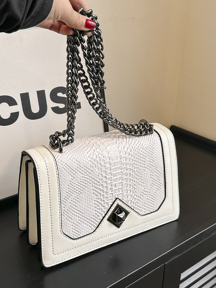 Women's Red Simple Fashion Snakeskin Pattern Single Women's Shoulder Bag