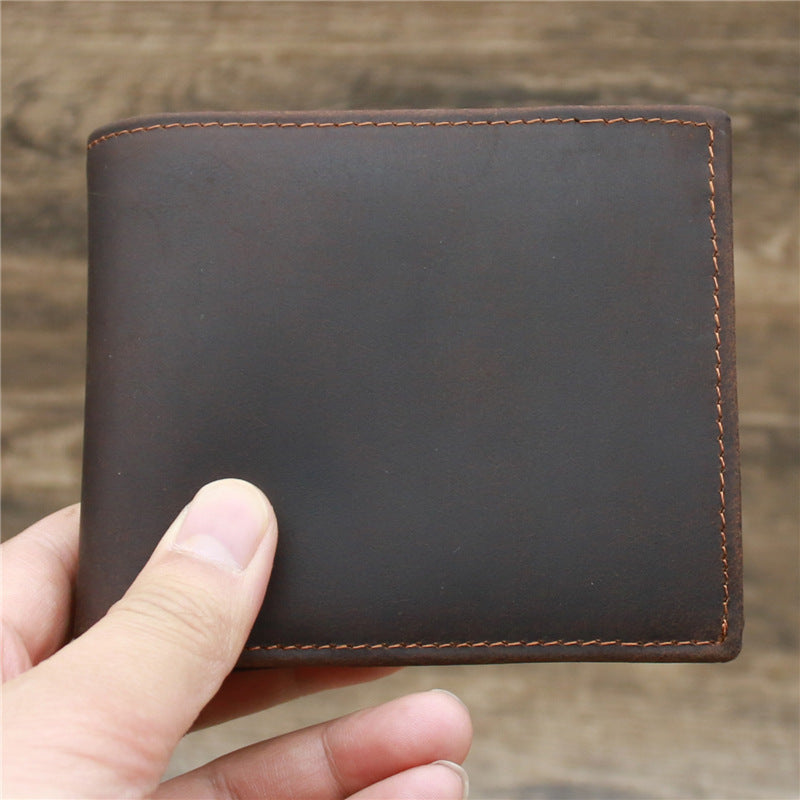 Men's Leather Crazy Horse Cowhide Vintage Dark Purses