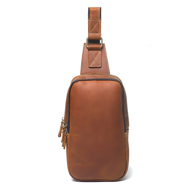 Men's Crazy Horse Leather Vertical Top Layer Cowhide Retro Bags