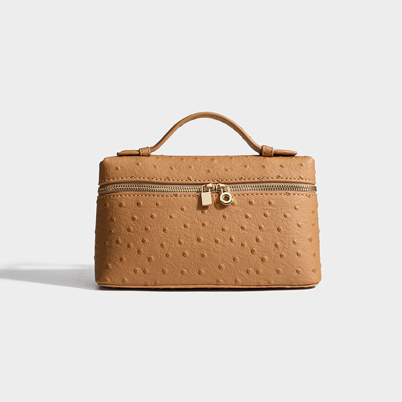 Women's Ostrich Grain Lunch Box Fashion Portable Small Square Bag
