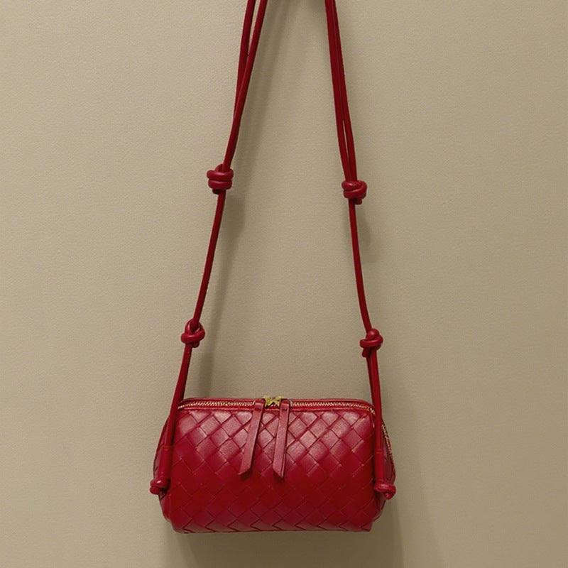 Women's Handmade Cowhide Woven Underarm Fashion Bags