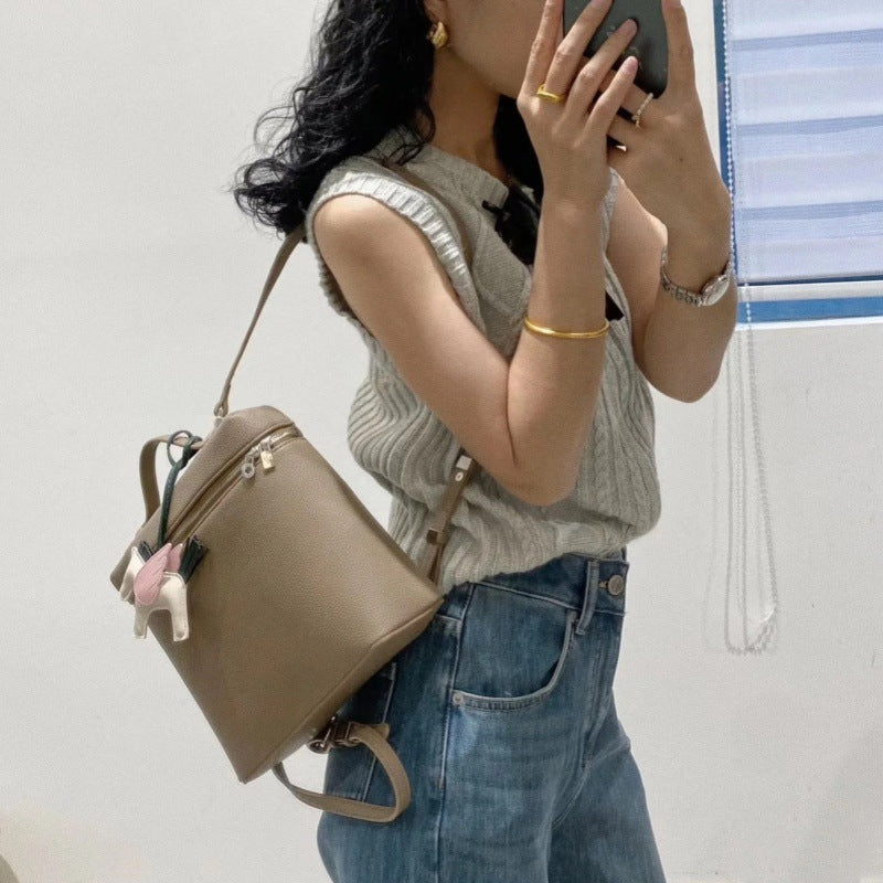 Women's High-grade Large Capacity Portable Lychee Pattern Women's Messenger Bag