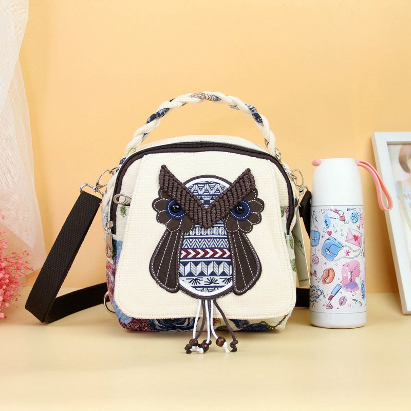 Hand-woven Owl Fresh Portable Fabric Ethnic Women's Messenger Bag