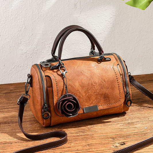 Women's Spring Solid Color Retro Pillow Flower Women's Messenger Bag