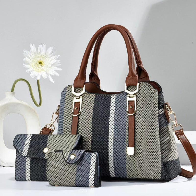 Mother Canvas Contrast Color Trendy Fashionable Elegant Bags