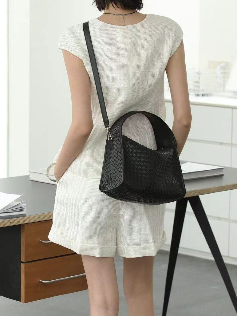 Sheepskin Triangle French Simplicity Loose Woven Underarm Bag