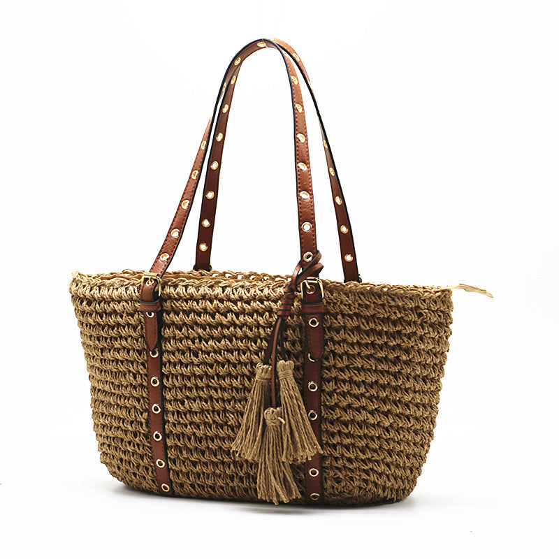 Craft Tassel Straw Phoenix Eye Woven Women's Shoulder Bag